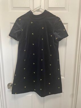 Vineyard Vines Kentucky Derby Elegant Black Velvet Dress w/ Gold Bows